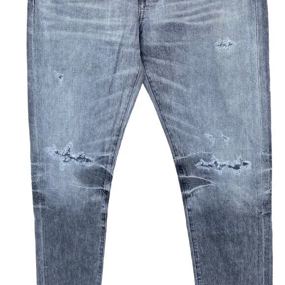 New Agolde Men Slim Fit Rockwell Gray Denim Distressed Destroyed Jeans Sz 32 - Picture 3 of 12